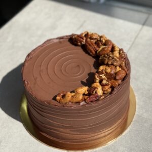 Raya Edition: Choc Fudge Cake with banana, nuts & salted caramel