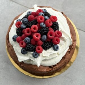 9” Chocolate Cloud Cake with berries
